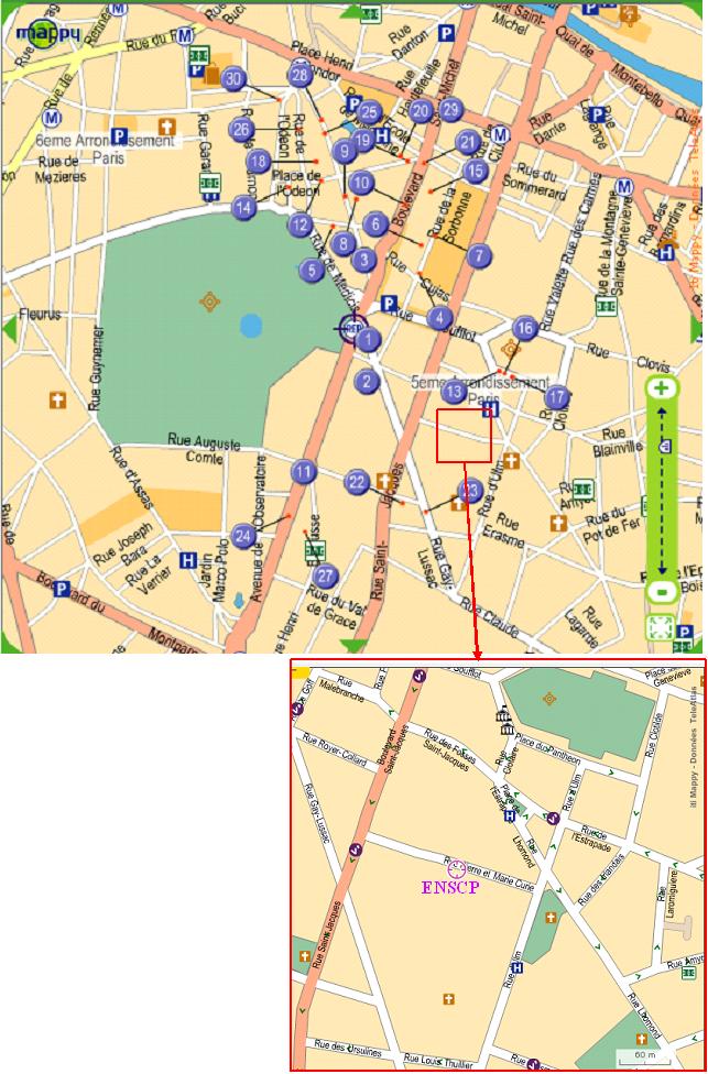 Less than 1km hotels map